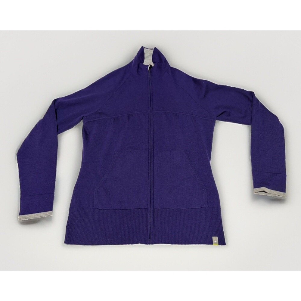 Smartwool Sweater Jacket Womens Medium Purple 100% Merino Wool Full Zip